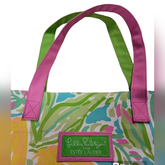 Lilly Pulitzer Estee Lauder Women's Tote Lilly's Lemon Print Bag Carryall 17"X14 - Picture 4 of 6